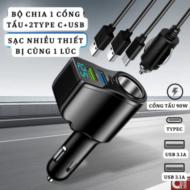 Tẩu sạc nhanh ô tô QC3 PD 2 cổng USB Type C - Auto247, giảm còn 35.000₫