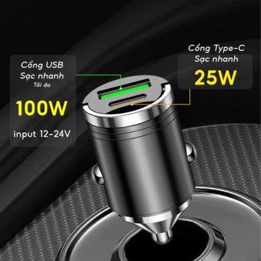 Tẩu sạc nhanh ô tô Tàng hình 100W thiết kế chìm - 100W, BH 12 tháng, chỉ 141.000 VND 2