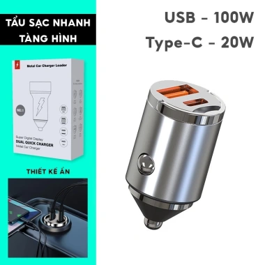 Tẩu sạc nhanh ô tô Tàng hình 100W thiết kế chìm - 100W, BH 12 tháng, chỉ 141.000 VND 10
