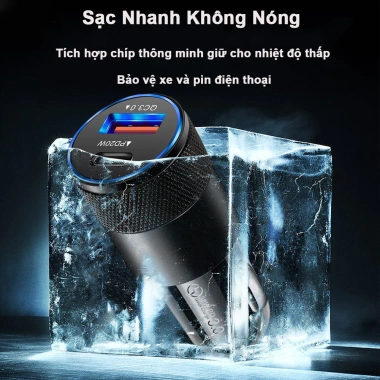 Tẩu sạc nhanh ô tô USB Type-C PD QC3.0 38W siêu nhỏ 5 bảo vệ SL038 - Giá 40.000₫