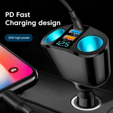 Tẩu Sạc Nhanh QC3.0 66W USB Type C LED Kỹ Thuật Số - Siêu Tiết Kiệm cho Xe Hơi 7 Tẩu Sạc Nhanh QC3.0 66W USB Type C LED Kỹ Thuật Số - Siêu Tiết Kiệm cho Xe Hơi 7