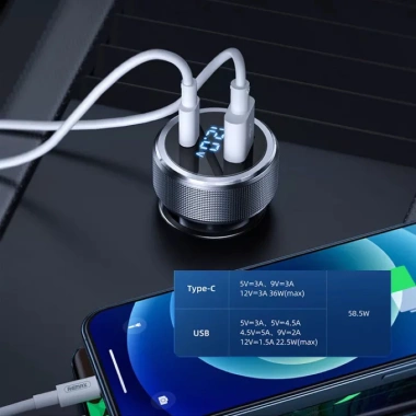 Tẩu sạc nhanh Remax RCC215 2 cổng 58.5W, chính hãng, bảo hành 12 tháng, giá 169k