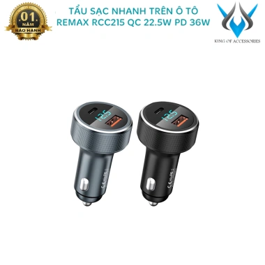 Tẩu sạc nhanh Remax RCC215 ô tô LCD báo dòng PD 36W QC 22.5W nhiều màu 139.000₫