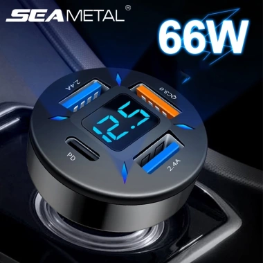 Tẩu sạc nhanh xe hơi SEAMETAL QC3.0 PD 4 cổng USB 12V/24V 66W đa năng giá ưu đãi 87,713₫