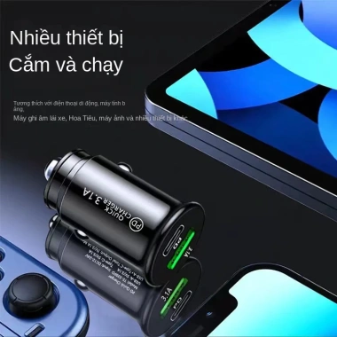 Tẩu sạc ô tô 30W PD 5A, 2 cổng Quick Charge 3.1, chống cháy nổ - 67.500₫ 2