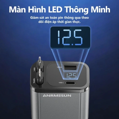 Tẩu sạc ô tô 4 trong 1 ANRMESUN 45W – Sạc nhanh USB-C 12-24V, màn hình hiển thị, giá ưu đãi