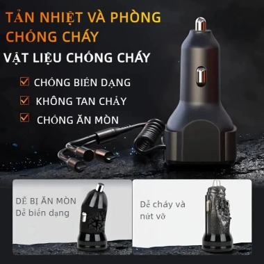 Tẩu Sạc Ô Tô 65W Cáp Lò Xo - Sạc Nhanh Đa Năng, Đèn LED, Tương Thích Điện Thoại & Máy Tính Bảng, Giá 175k 7