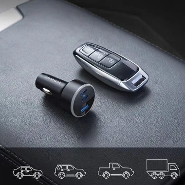 Tẩu sạc ô tô ANKER 67W PowerDrive 3 cổng PD 20W/35W - Sạc nhanh cho xe hơi, giá 499.000₫