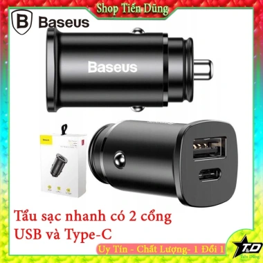 Tẩu sạc ô tô Baseus 30W PD QC3.0 2 cổng 5A - Siêu nhanh, chống cháy, LED