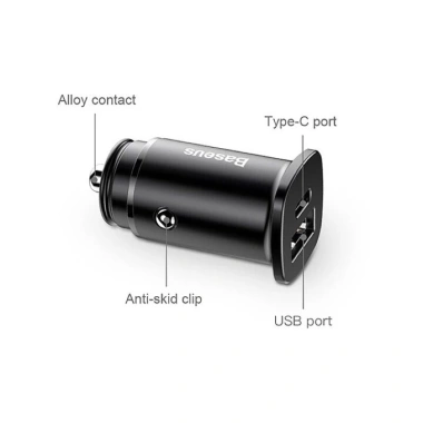 Tẩu sạc ô tô Baseus 30W PD QC3.0 2 cổng 5A - Siêu nhanh, chống cháy, LED 3 Tẩu sạc ô tô Baseus 30W PD QC3.0 2 cổng 5A - Siêu nhanh, chống cháy, LED 3