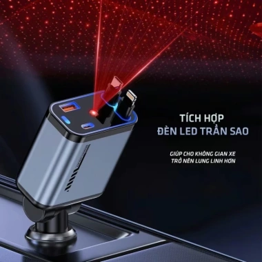 Tẩu sạc ô tô C6 120W 4-in-1 LED trăng sao - Sạc nhanh USB Type-C, giảm còn 138.000 VND 3 Tẩu sạc ô tô C6 120W 4-in-1 LED trăng sao - Sạc nhanh USB Type-C, giảm còn 138.000 VND 3