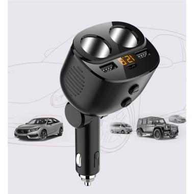 Tẩu Sạc Ô Tô Đa Năng 2 USB và Type-C PD 18W, Chia 2 Lỗ Thuốc, Màn Hình Điện Áp, Sạc Nhanh QC3.0 - Giá 165k