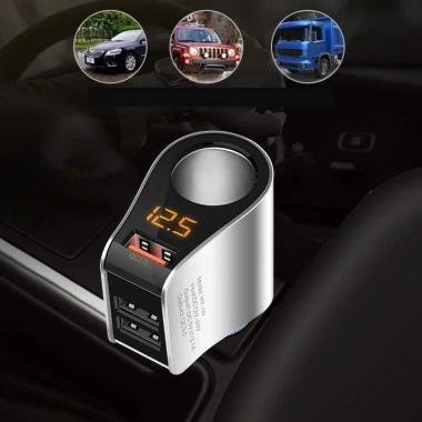 Tẩu Sạc Ô Tô Hyundai 3 Cổng USB HY-10 màn hình hiển thị điện áp - Giá 186.300₫