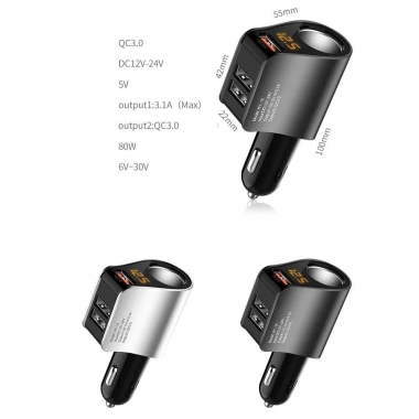 Tẩu Sạc Ô Tô Hyundai 3 Cổng USB HY-10 màn hình hiển thị điện áp - Giá 186.300₫