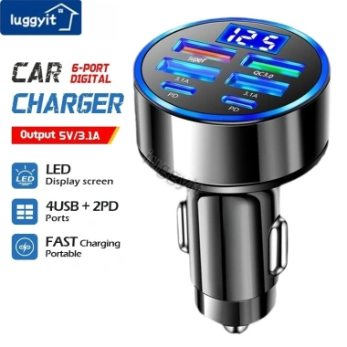 Tẩu Sạc Ô Tô PD QC3.0, 4 Cổng USB, Màn Hình LED Hiển Thị - Sạc Đa Năng Xe Hơi 2
