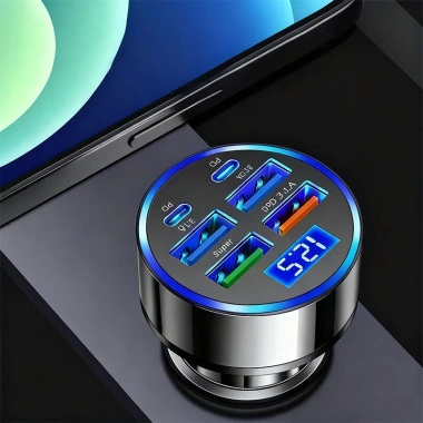Tẩu Sạc Ô Tô PD QC3.0, 4 Cổng USB, Màn Hình LED Hiển Thị - Sạc Đa Năng Xe Hơi 6