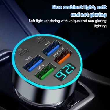 Tẩu Sạc Ô Tô PD QC3.0, 4 Cổng USB, Màn Hình LED Hiển Thị - Sạc Đa Năng Xe Hơi 8