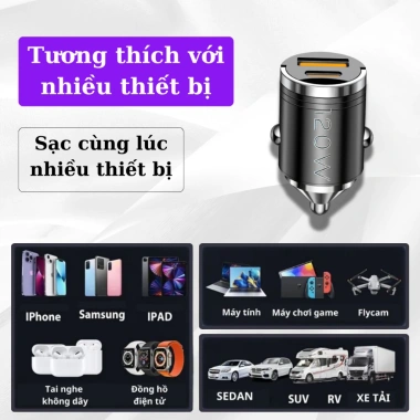 Tẩu Sạc Ô Tô Pugan 120W 2 Cổng Nhanh, Dây 4 Đầu, Cắm D31 Mẫu Mới Giá 99.000 VND 5 Tẩu Sạc Ô Tô Pugan 120W 2 Cổng Nhanh, Dây 4 Đầu, Cắm D31 Mẫu Mới Giá 99.000 VND 5