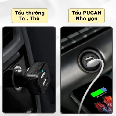 Tẩu Sạc Ô Tô Pugan 120W 2 Cổng Nhanh, Dây 4 Đầu, Cắm D31 Mẫu Mới Giá 99.000 VND 8 Tẩu Sạc Ô Tô Pugan 120W 2 Cổng Nhanh, Dây 4 Đầu, Cắm D31 Mẫu Mới Giá 99.000 VND 8