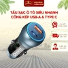 Tẩu Sạc Siêu Nhanh 38W Cổng Kép USB-A và Type C QC3.0 Chống Cháy Nổ Giá 140.000₫