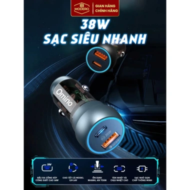 Tẩu Sạc Siêu Nhanh 38W Cổng Kép USB-A và Type C QC3.0 Chống Cháy Nổ Giá 140.000₫ 4