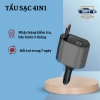 Tẩu Sạc Xe Hơi 120W Siêu Nhanh - Đa Cổng Co Giãn, Tẩu Sạc Âm, Dây Bảo Vệ
