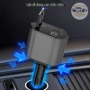 Tẩu Sạc Xe Hơi 120W Siêu Nhanh - Đa Cổng Co Giãn, Tẩu Sạc Âm, Dây Bảo Vệ 3