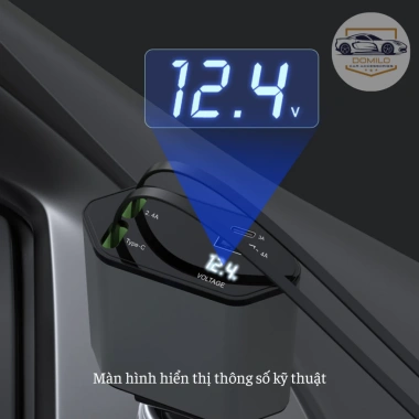 Tẩu Sạc Xe Hơi 120W Siêu Nhanh - Đa Cổng Co Giãn, Tẩu Sạc Âm, Dây Bảo Vệ