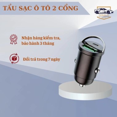 Tẩu Sạc Xe Hơi 120W Siêu Nhanh - Đa Cổng Co Giãn, Tẩu Sạc Âm, Dây Bảo Vệ