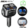 Tẩu Sạc Xe Hơi SEAMETAL 2 Cổng USB QC3.0 180° 90W LED Hiển Thị Điện Áp