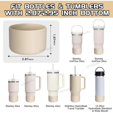 Tay áo silicon khởi động cho bình thủy tinh 12-24oz và 32-40oz, Stanley 20-40oz, nắp chống trượt - Giá 66.000₫