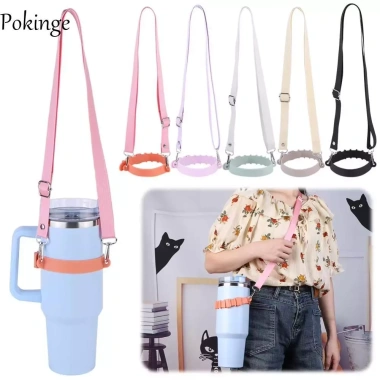 Tay cầm đeo chai nước POKINGE – Dây vai điều chỉnh, giá đỡ cốc giữ nhiệt, vòng silicon, dây buộc du lịch