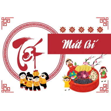 Tem mứt Tết 56 mẫu, hạt, bánh kẹo 5x7cm dán túi hộp In theo yêu cầu, SL ít, chỉ 55.000₫