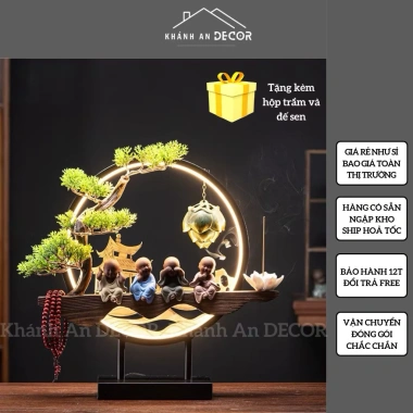 Thác Khói Trầm Hương Đèn LED Tứ Tiểu Tứ Không - Phòng Khách, Bàn Làm Việc, Quà Tân Gia 650k