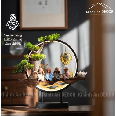 Thác Khói Trầm Hương Đèn LED Tứ Tiểu Tứ Không - Phòng Khách, Bàn Làm Việc, Quà Tân Gia 650k