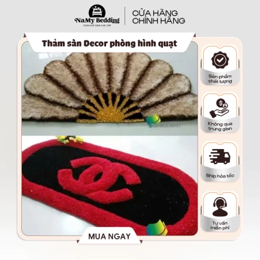 Thảm chùi chân lông tơ Decor hình quạt – Thảm sàn cho phòng ngủ, khách, giảm 385k