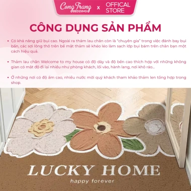 Thảm lau chân 40x60cm Hoa Sóng, thấm hút, chống trơn, cho nhà bếp & phòng tắm