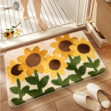 Thảm Lau Chân Lông Cừu Hoa 3D – Mềm Mịn, Hút Nước Tốt, Chống Trượt, Giá 58.000 VND