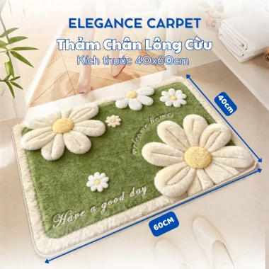 Thảm Lau Chân Lông Cừu Họa Tiết Thú Dễ Thương - Chống Trơn Trượt, Thấm Hút Tốt - Elegance TH66 69.000 VND 2