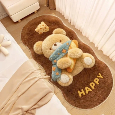 Thảm Lông Cừu Cao Cấp Trải Sàn Phòng Ngủ - Chống Trượt, Mềm Mịn, Họa Tiết Thú Dễ Thương 65k 5