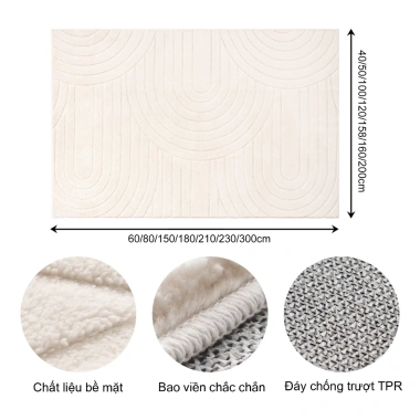 Thảm lông nhập khẩu 2x3m - Cỡ lớn, mềm mịn, chống trượt, decor phòng, giá 1,4tr