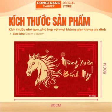 Thảm Silicon Chống Trượt HOMIES Cao Cấp - 3D Tết Bính Ngọ 2.026, Nhiều Kích Thước, Giá 45.000 VND
