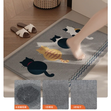 Thảm tắm dày chống trượt vải lanh khô nhanh - Bảo vệ an toàn, chân trần thoải mái 3