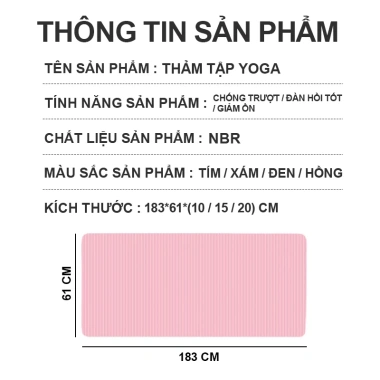 Thảm tập yoga độ đàn hồi cao 20mm chống trượt - Đa năng tập plank, gym tại nhà