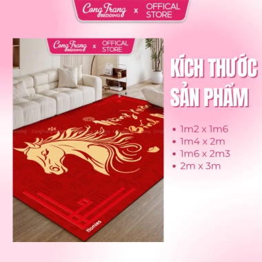 Thảm Trải Sàn Bali 3D Đỏ - Trang Trí Tết 2.026 Bính Ngọ, Thảm Phòng Khách Decor