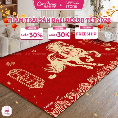 Thảm Trải Sàn Bali Decor Tết 2.026 Bính Ngọ - Trang Trí Phòng Khách 3D Đỏ Giá 225k