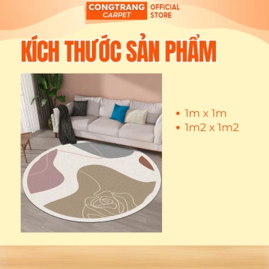 Thảm Trải Sàn Bali Hình Tròn Mặt Nỉ - Đế Cao Su Chống Trơn Trượt, Giá 103.500₫