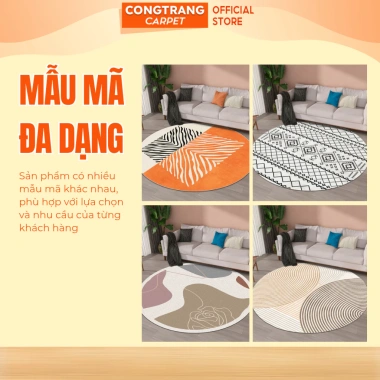 Thảm Trải Sàn Bali Hình Tròn Mặt Nỉ - Đế Cao Su Chống Trơn Trượt, Giá 103.500₫