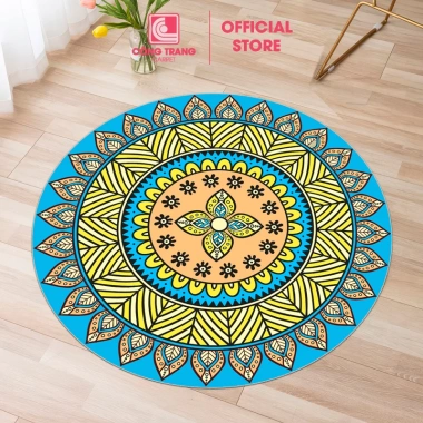 Thảm Trải Sàn Bali Hình Tròn Mặt Nỉ - Đế Cao Su Chống Trơn Trượt, Giá 103.500₫