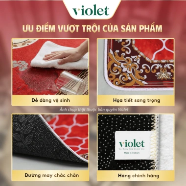 Thảm Trải Sàn Cao Cấp Violet Bali – Đa Họa Tiết, Chống Trượt, Đa Kích Thước